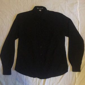 Ladies Stretch Poplin black button up shirt